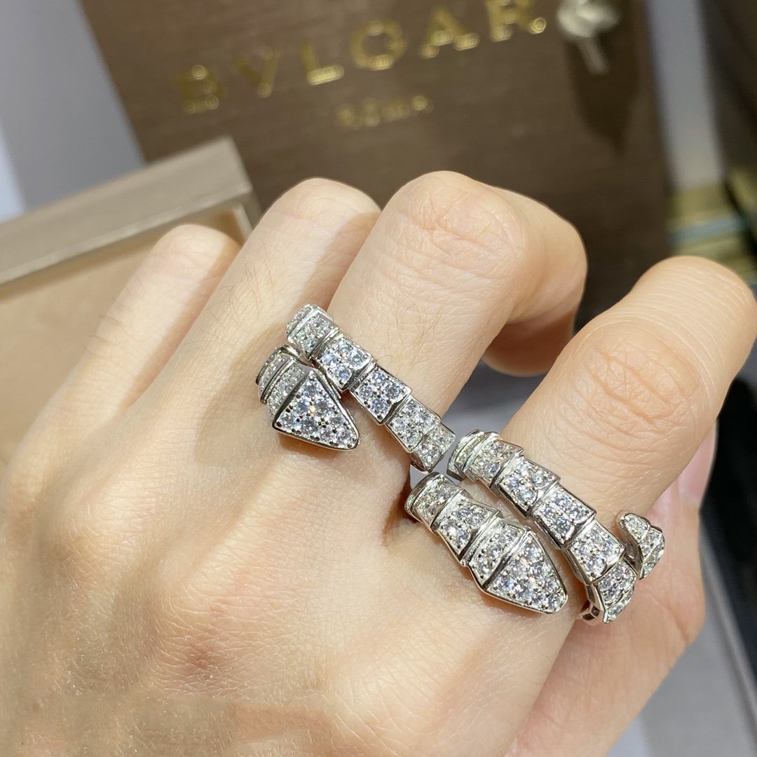 [✨ROSE💎]SERPENTI RING SILVER DIAMOND PAVED