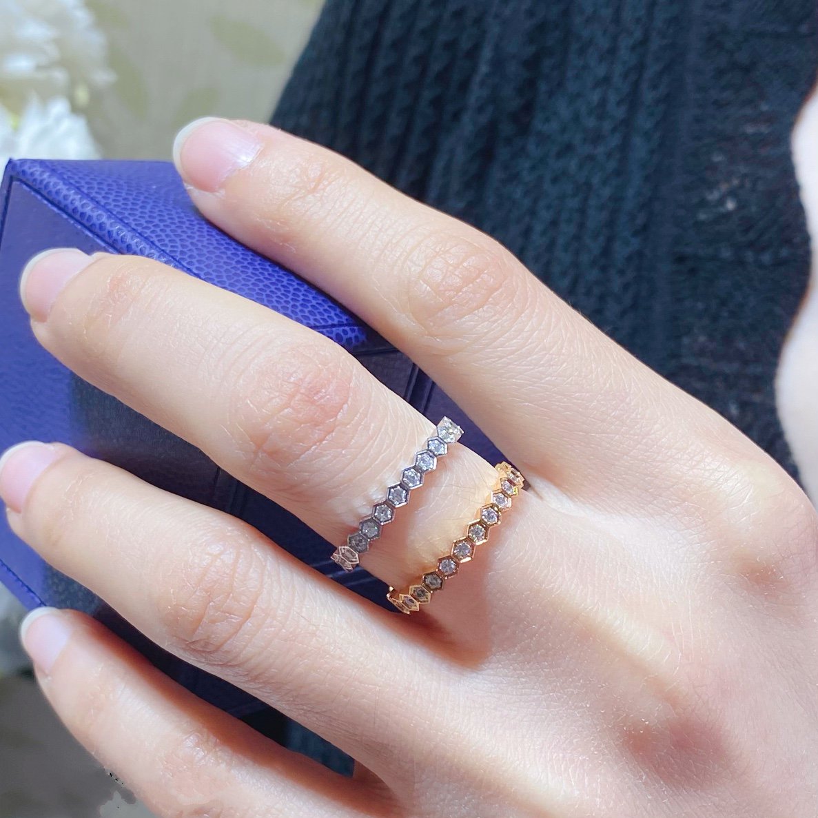 [✨ROSE💎]BEE LOVE DIAMOND PAVED SMALL RING