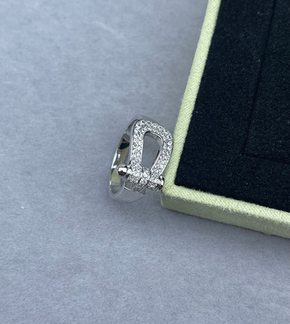 [✨ROSE💎]Wide Hoof-Shaped Diamond-Studded Ring