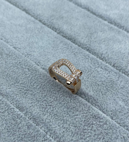 [✨ROSE💎]Wide Hoof-Shaped Diamond-Studded Ring