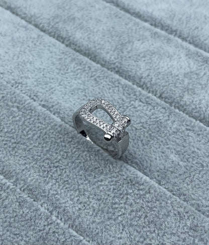 [✨ROSE💎]Wide Hoof-Shaped Diamond-Studded Ring