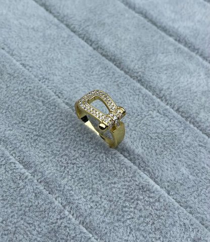 [✨ROSE💎]Wide Hoof-Shaped Diamond-Studded Ring