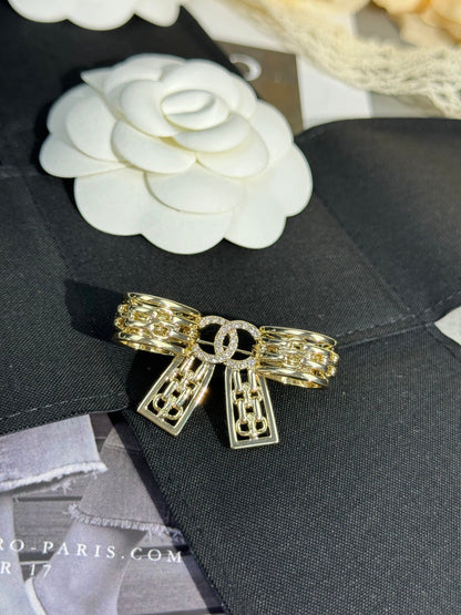 [✨ROSE💎]25K Hollow Bow Brooch