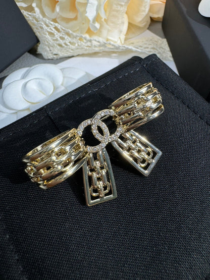 [✨ROSE💎]25K Hollow Bow Brooch