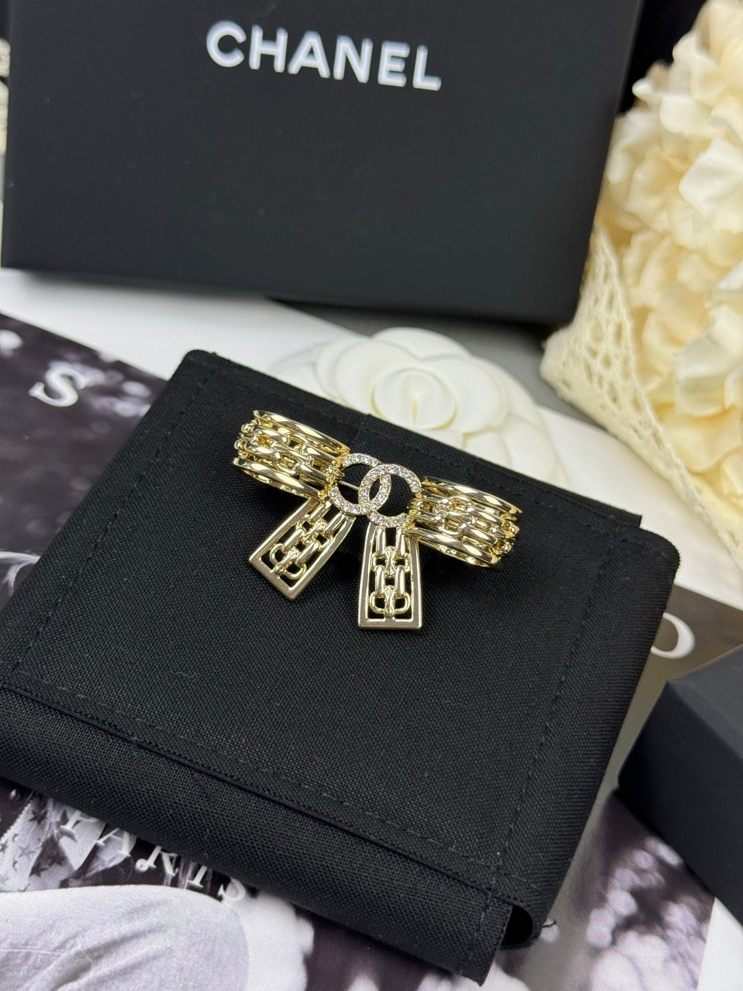 [✨ROSE💎]25K Hollow Bow Brooch