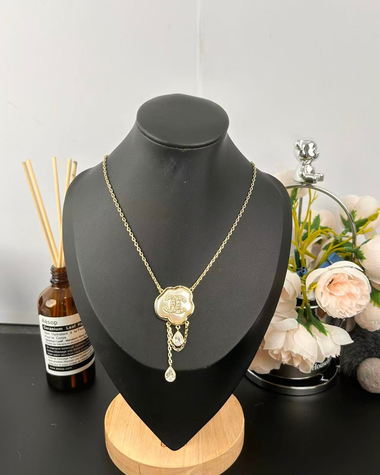 [✨ROSE💎]Cloud Pearl Mother-of-Pearl Diamond Chain Pendant Necklace