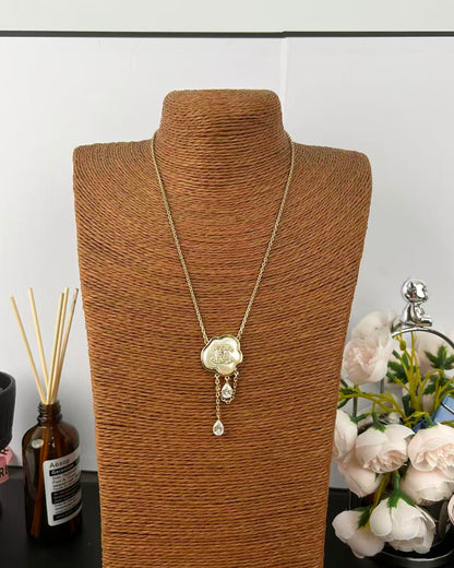 [✨ROSE💎]Cloud Pearl Mother-of-Pearl Diamond Chain Pendant Necklace