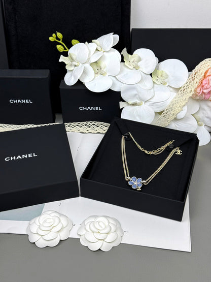 [✨ROSE💎]New Blue Floral Double-Layer Necklace