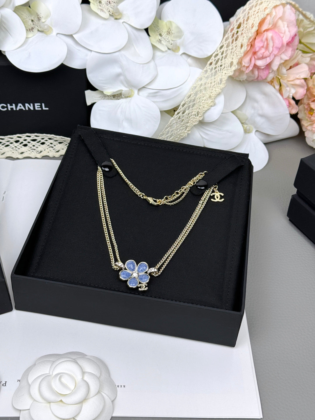 [✨ROSE💎]New Blue Floral Double-Layer Necklace