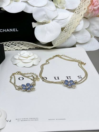 [✨ROSE💎]New Blue Floral Double-Layer Necklace