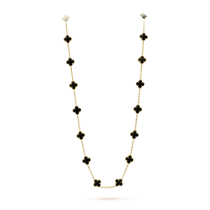 [✨ROSE💎]CLOVER 20 MOTIFS ONYX NECKLACE