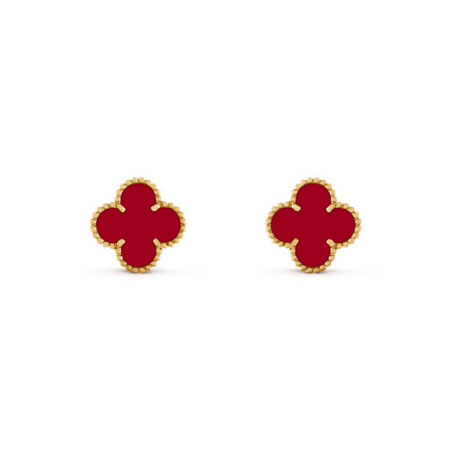 [✨ROSE💎]CLOVER MEDIUM 1 MOTIFS CARNELIAN  EARRINGS