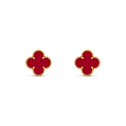 [✨ROSE💎]CLOVER MEDIUM 1 MOTIFS CARNELIAN  EARRINGS