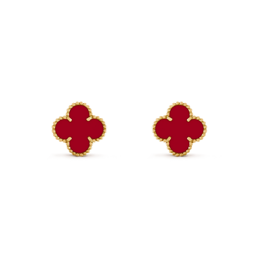 [✨ROSE💎]CLOVER MEDIUM 1 MOTIFS CARNELIAN  EARRINGS