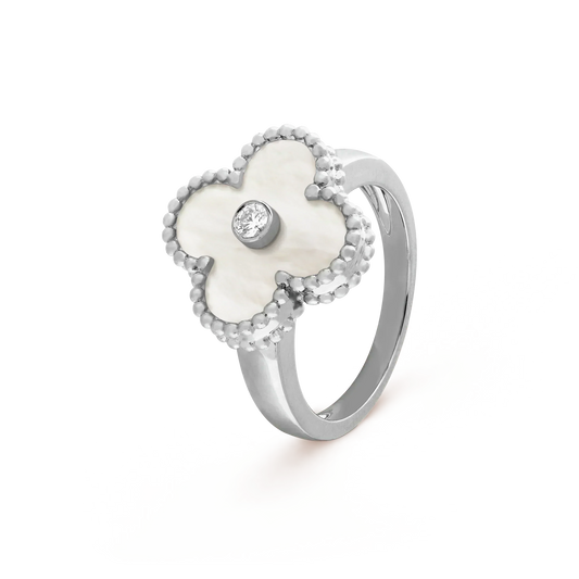 [✨ROSE💎]CLOVER SILVER MOP DIAMOND RING