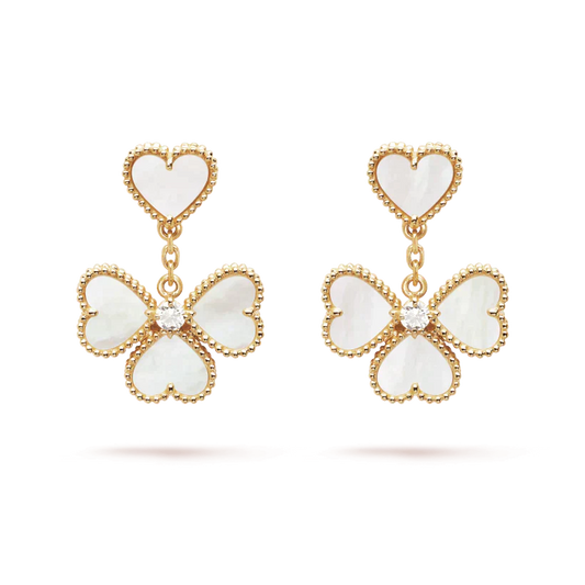 [✨ROSE💎]CLOVER SWEET WHITE MOP EARRINGS