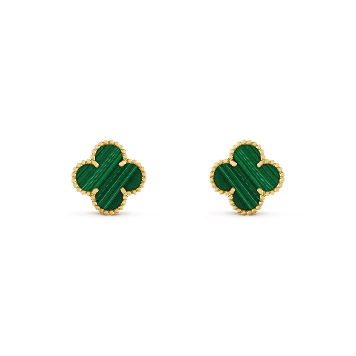 [✨ROSE💎]CLOVER MEDIUM 1 MOTIFS MALACHITE  EARRINGS