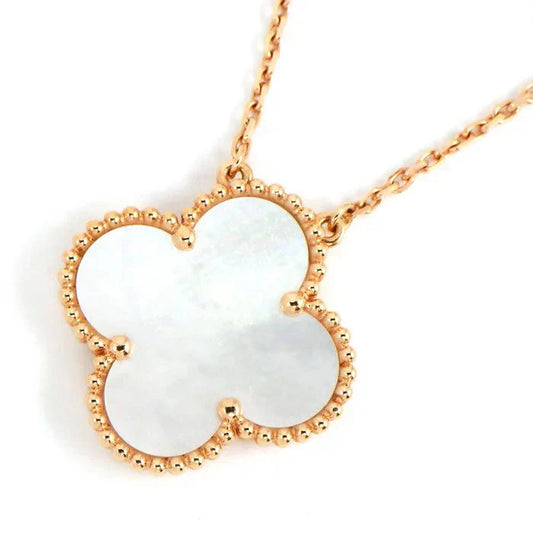 [✨ROSE💎]CLOVER 15MM WHITE MOTHER-OF-PEARL GOLD NECKLACE