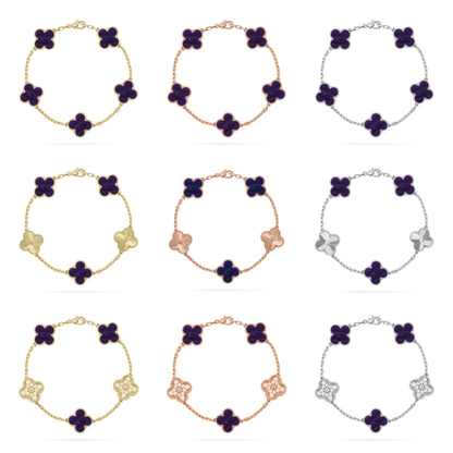 [✨ROSE💎]CLOVER 5 MOTIF PURPLE STRIPES BRACELET COLLECTION