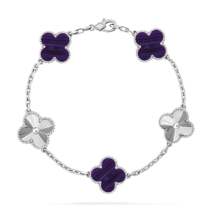 [✨ROSE💎]CLOVER 5 MOTIF PURPLE STRIPES BRACELET COLLECTION