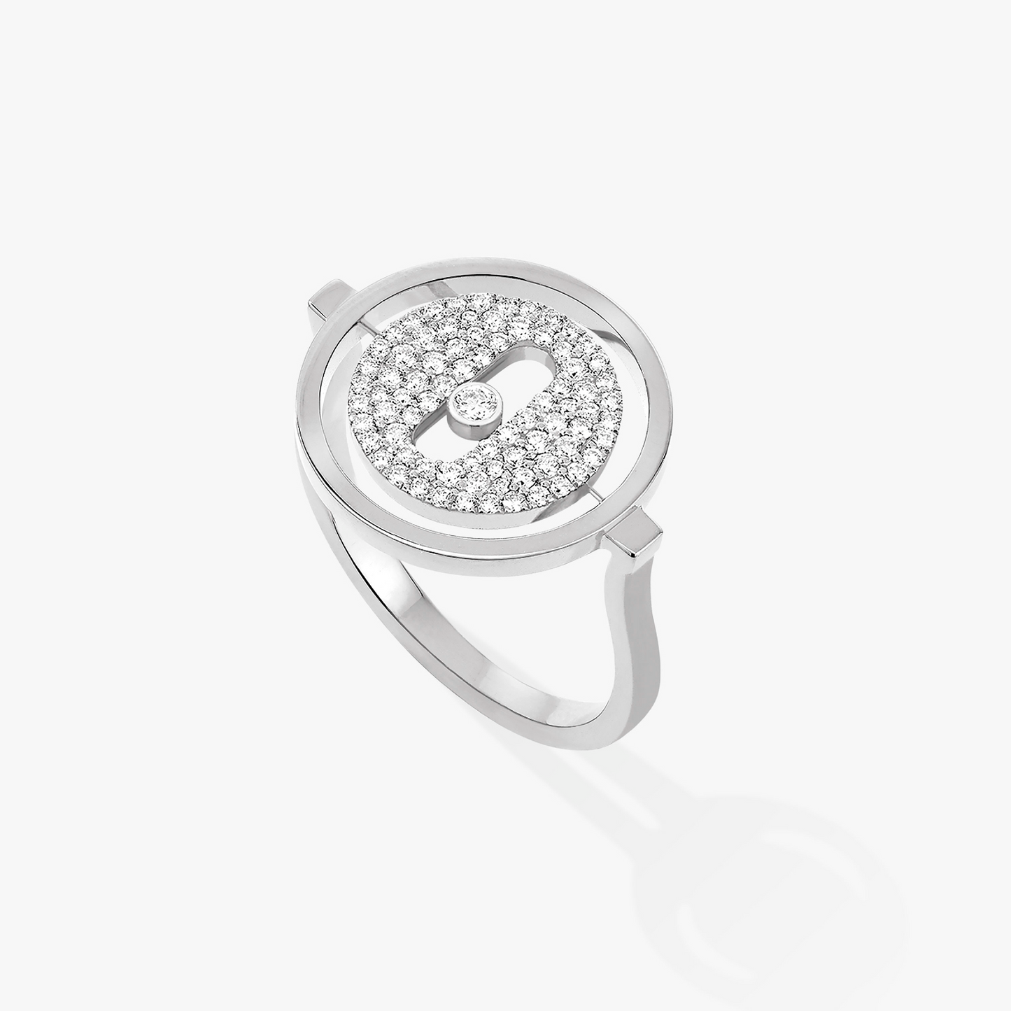 [✨ROSE💎]LUCKY MOVE PAVED SILVER DIAMOND RING