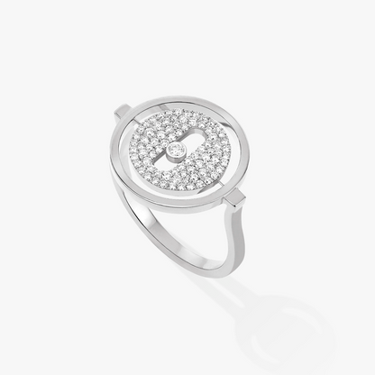 [✨ROSE💎]LUCKY MOVE PAVED SILVER DIAMOND RING
