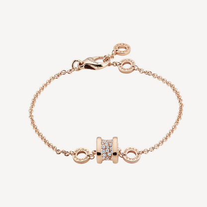 [✨ROSE💎]ZERO 1 SOFT PINK GOLD WITH PAVED DIAMONDS ON THE SPIRAL BRACELET