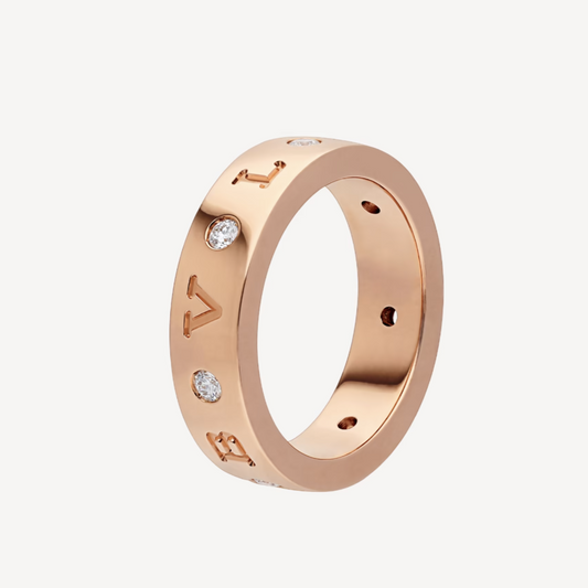 [✨ROSE💎]ZERO 1 ESSENTIAL PINK GOLD BAND WITH DIAMONDS RING