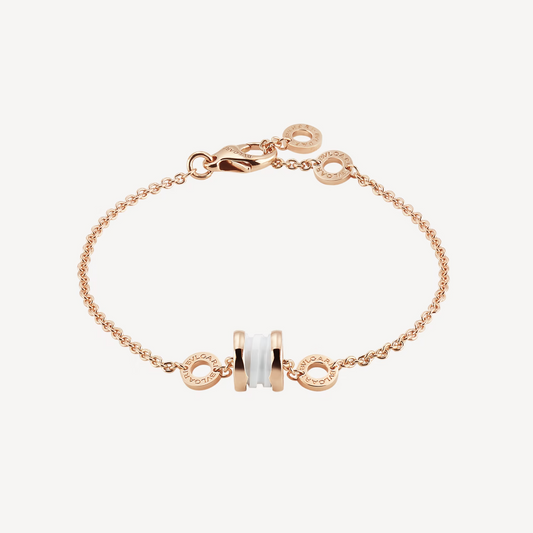 [✨ROSE💎]ZERO 1 SOFT PINK GOLD AND WHITE CERAMIC BRACELET