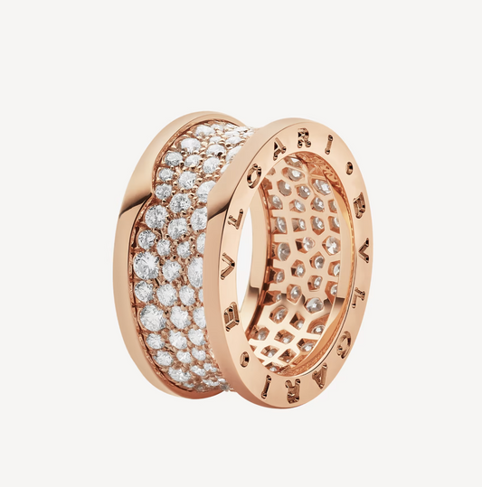 [✨ROSE💎]ZERO 1 WITH PAVED DIAMONDS ON THE SPIRAL RING