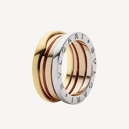 [✨ROSE💎]ZERO 1 THREE-BAND ROSE WHITE AND YELLOW RING