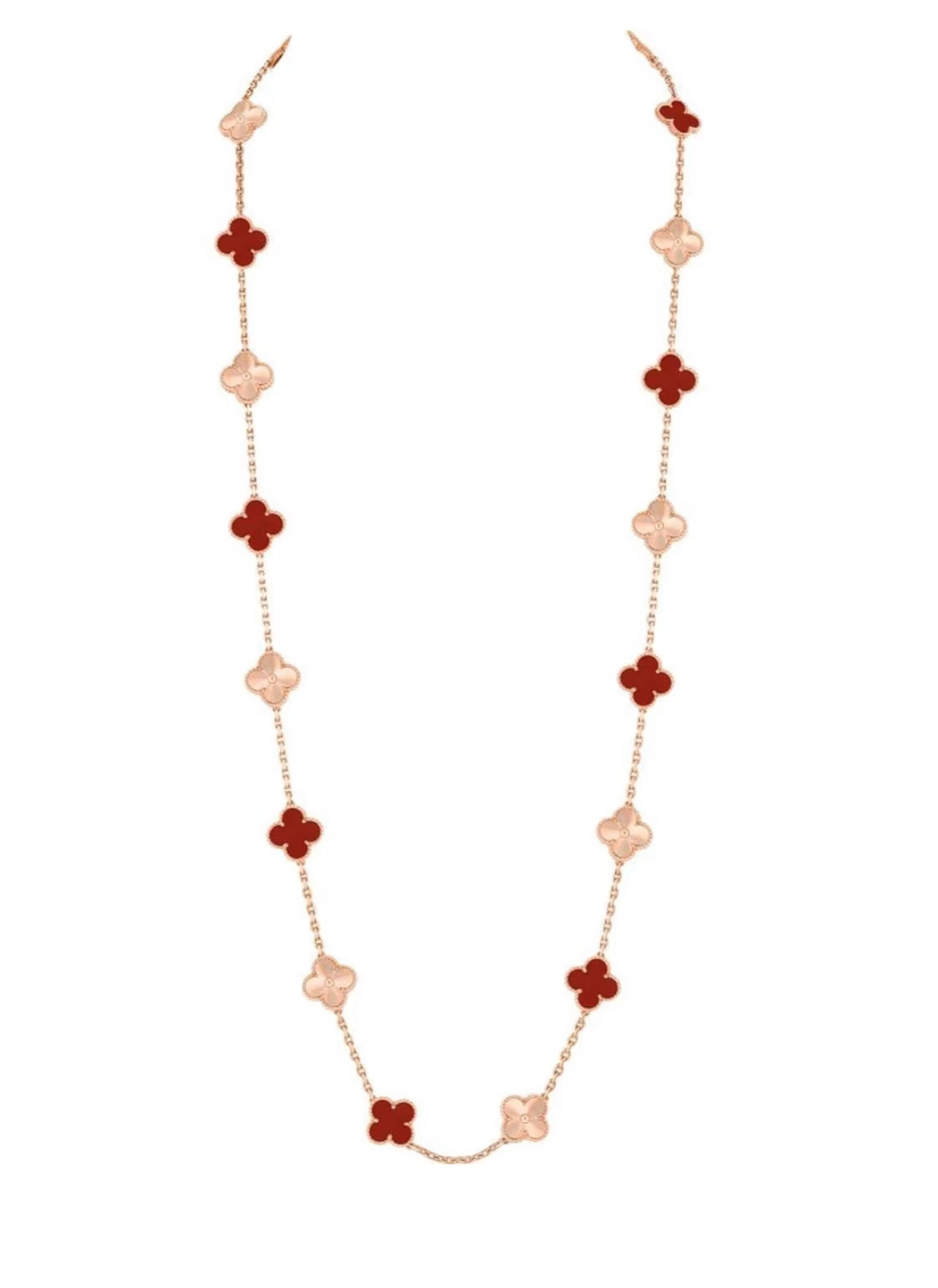 [✨ROSE💎]CLOVER 20 MOTIFS LASER CARNELIAN NECKLACE