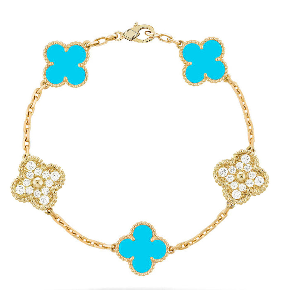 [✨ROSE💎] CLOVER 5 MOTIF TURQUOISE BRACELET COLLECTION