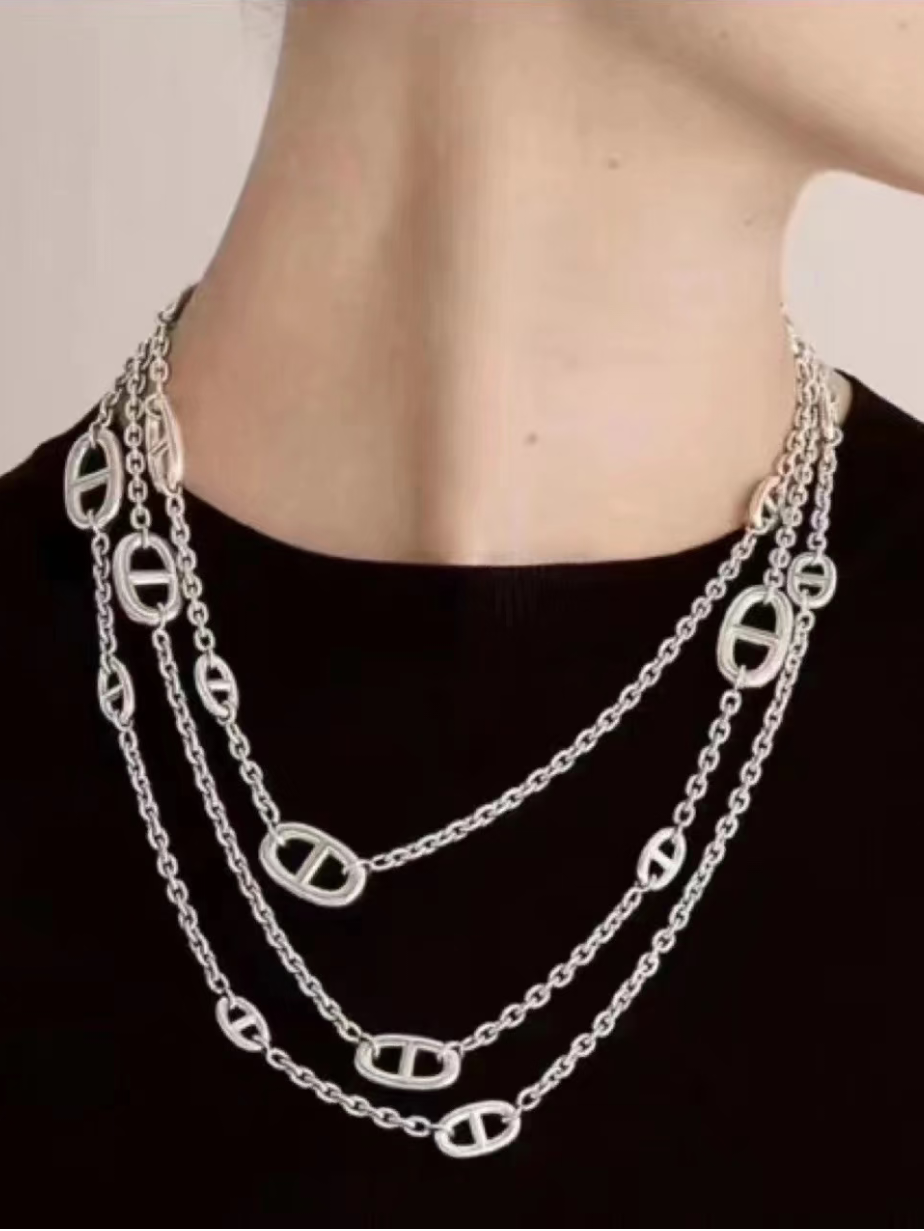 [✨ROSE💎]Classic Silver Sweater Chain