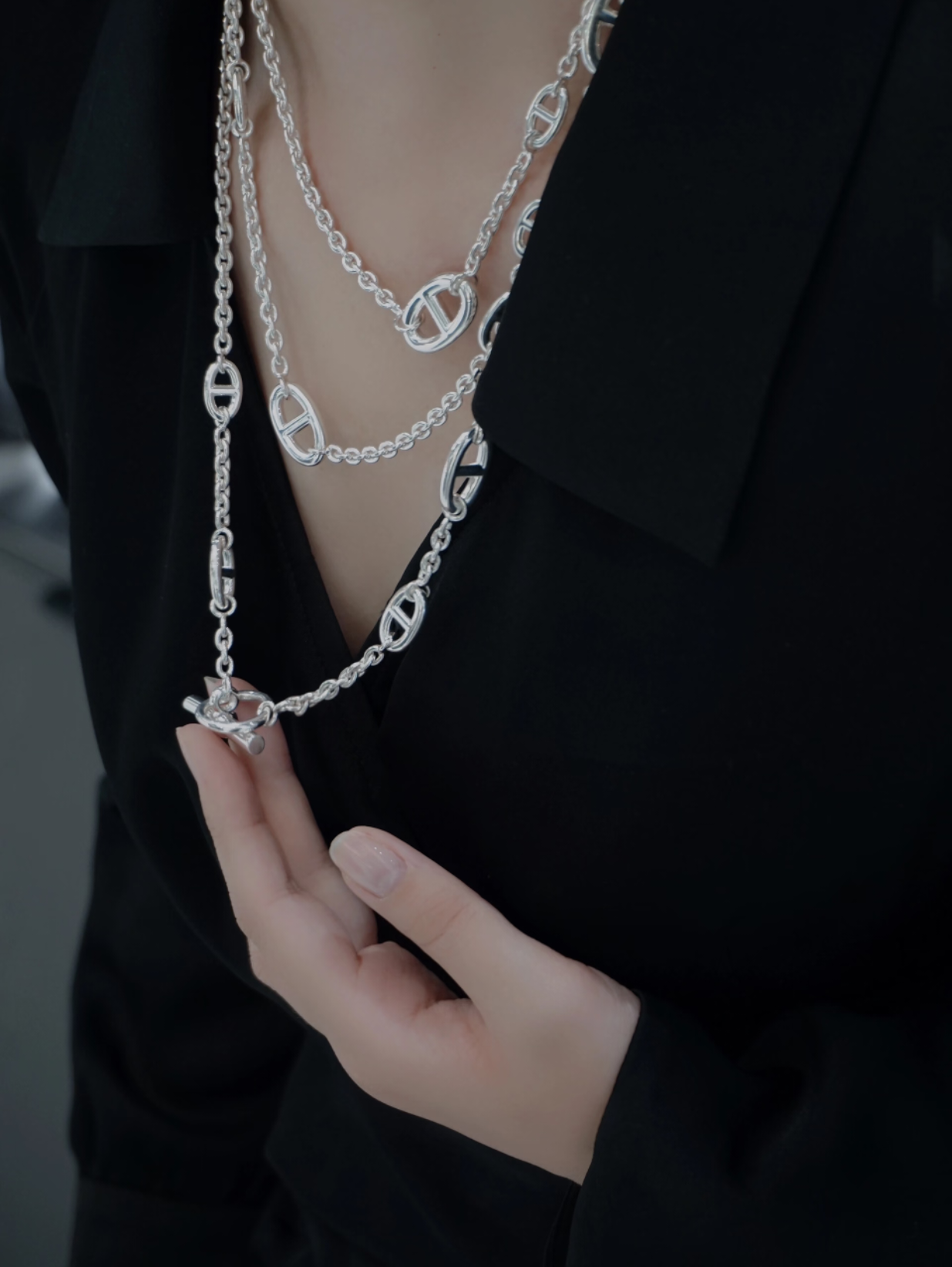 [✨ROSE💎]Classic Silver Sweater Chain