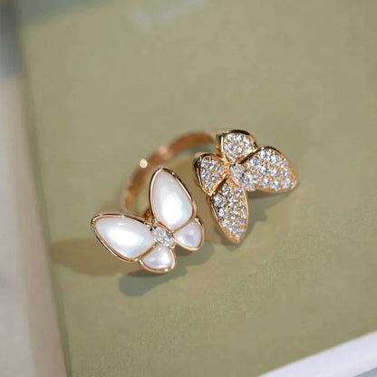 [✨ROSE💎]TWIN BUTTERFLY DIAMOND MOP RING