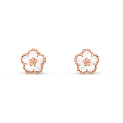 [✨ROSE💎]LUCKY PINK GOLD WHITE MOP EARRINGS