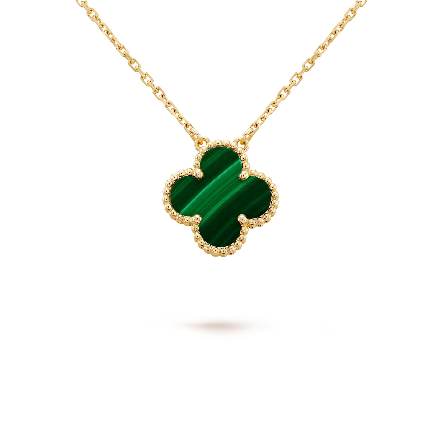 [✨ROSE💎]CLOVER 15MM MALACHITE SINGLE FLOWER  NECKLACE