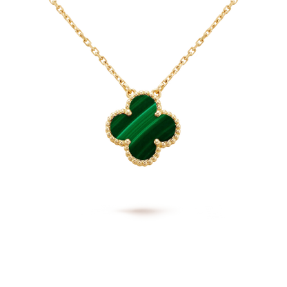 [✨ROSE💎]CLOVER 15MM MALACHITE SINGLE FLOWER  NECKLACE