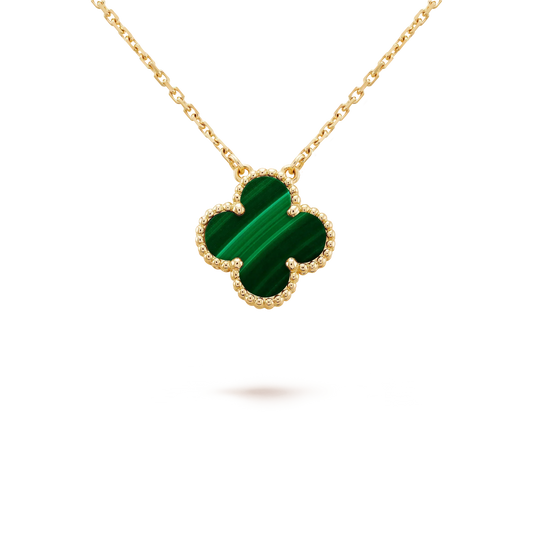 [✨ROSE💎]CLOVER 15MM MALACHITE SINGLE FLOWER  NECKLACE