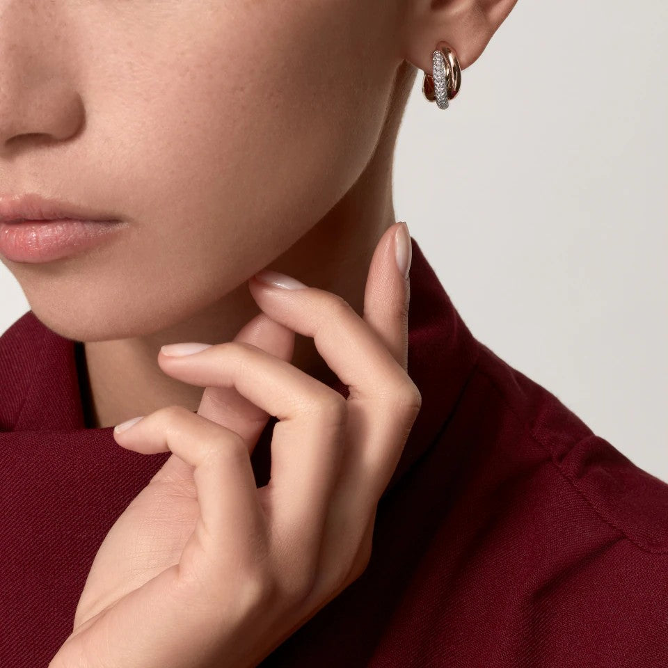 [✨ROSE💎]TRINITY HALF DIAMOND  CLASSIC EARRINGS