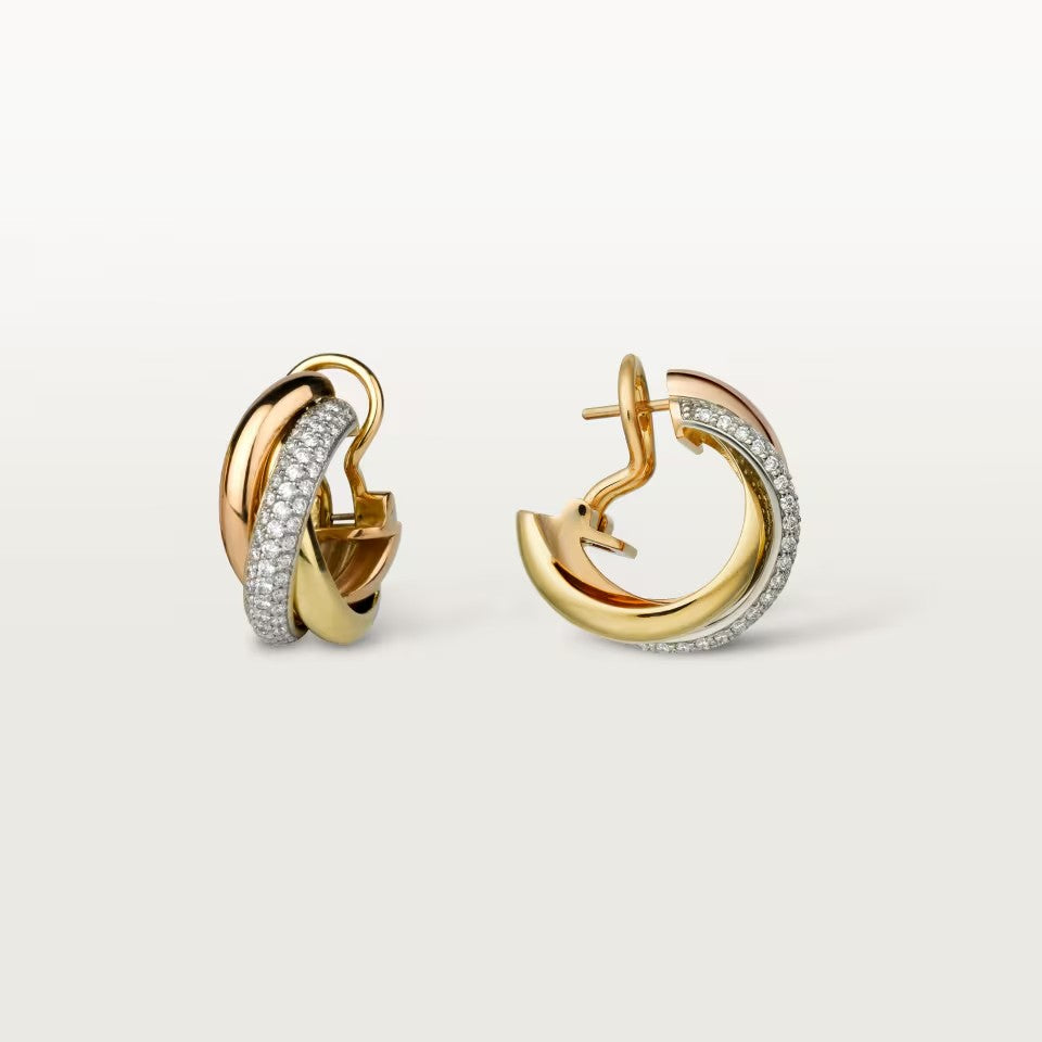 [✨ROSE💎]TRINITY HALF DIAMOND  CLASSIC EARRINGS