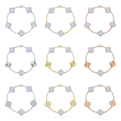 [✨ROSE💎] CLOVER 5 MOTIF PURPLE CHALCEDONY BRACELET COLLECTION