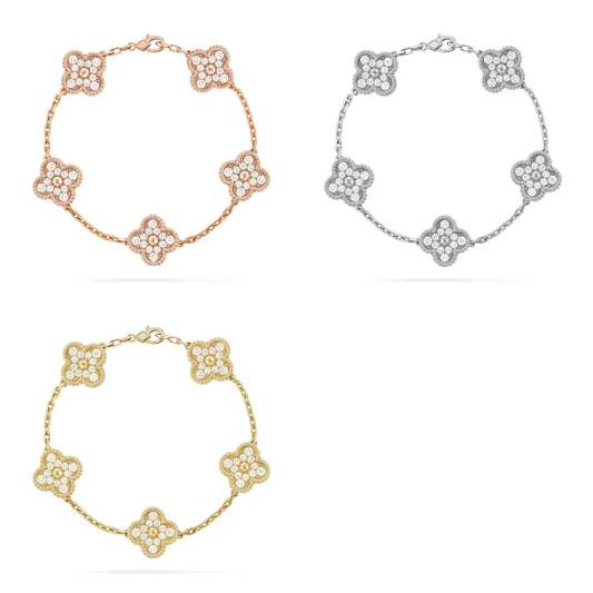 [Star  Jewelry] CLOVER 5 MOTIF FULL DIAMOND BRACELET COLLECTION