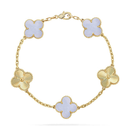 [✨ROSE💎] CLOVER 5 MOTIF PURPLE CHALCEDONY BRACELET COLLECTION