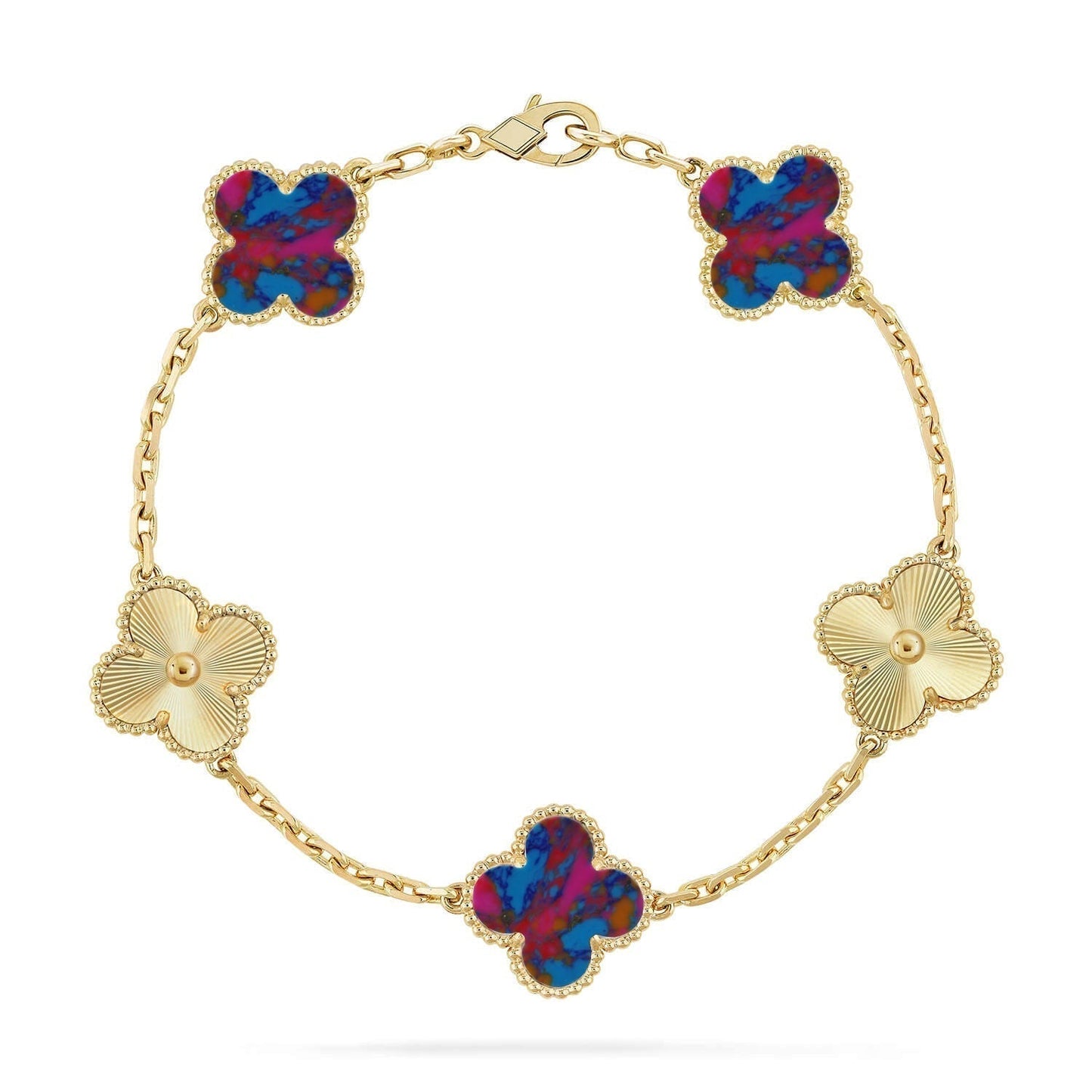 [✨ROSE💎]CLOVER 5 MOTIF COLOR GEMSTONES BRACELET COLLECTION
