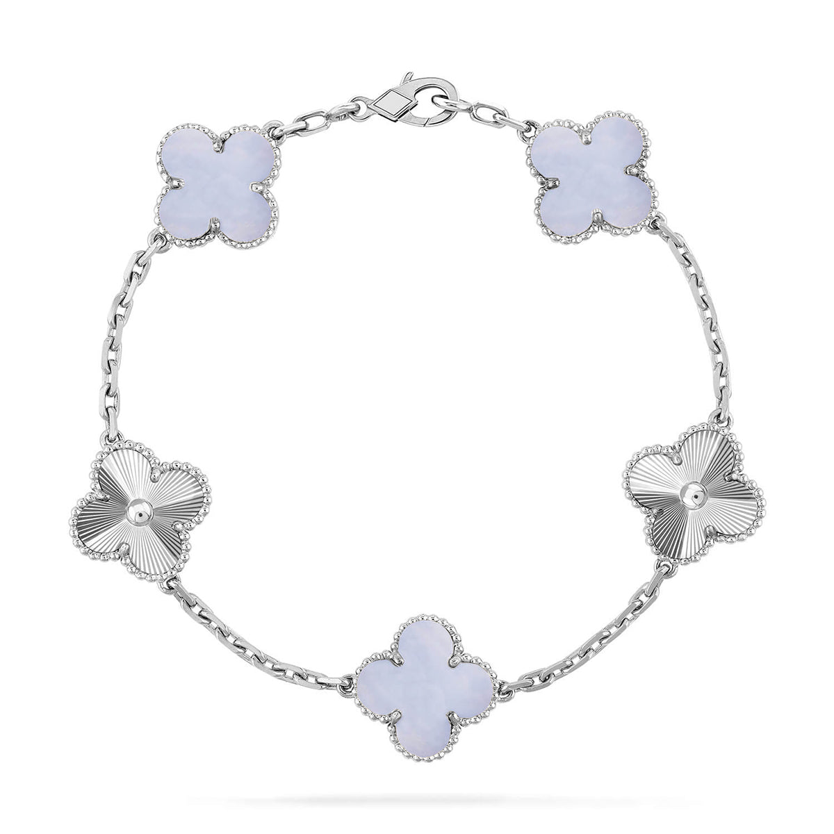 [✨ROSE💎] CLOVER 5 MOTIF PURPLE CHALCEDONY BRACELET COLLECTION