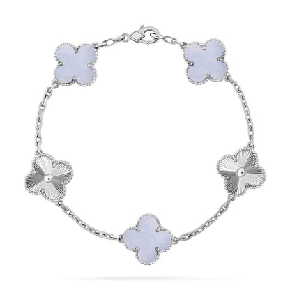 [✨ROSE💎] CLOVER 5 MOTIF PURPLE CHALCEDONY BRACELET COLLECTION