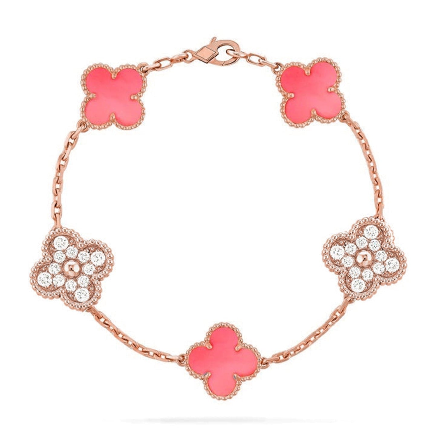 [✨ROSE💎] CLOVER 5 MOTIFS  PINK MOP BRACELET COLLECTION
