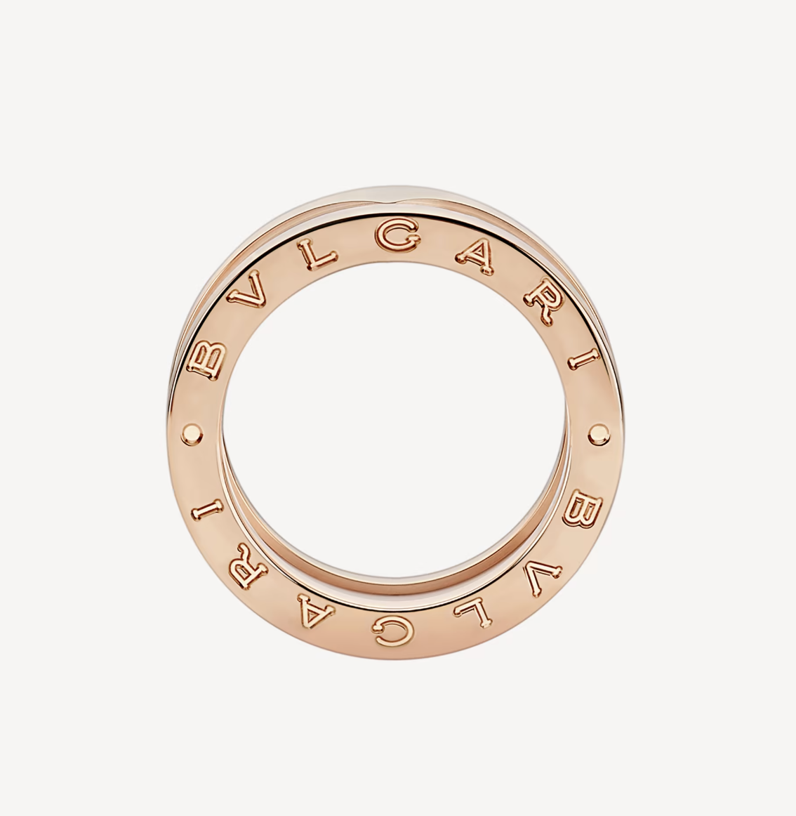 [✨ROSE💎]ZERO 1 TWO-BAND LOOPS AND WHITE CERAMIC SPIRAL PINK GOLD RING